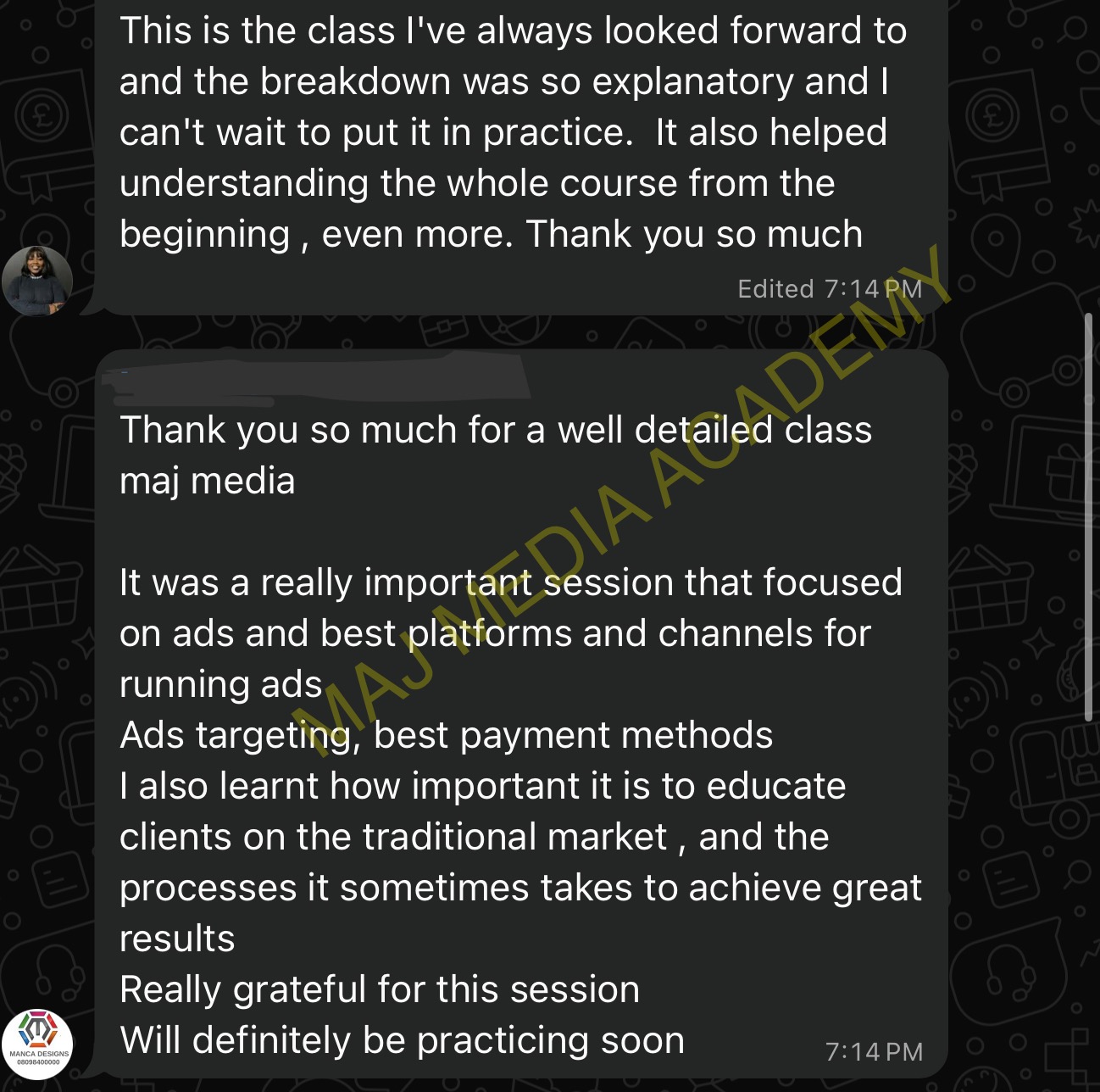 Student review of the paid ads class